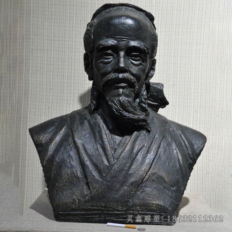医学家华佗胸像公园铜雕