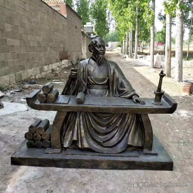 古代张仲景写字铜雕