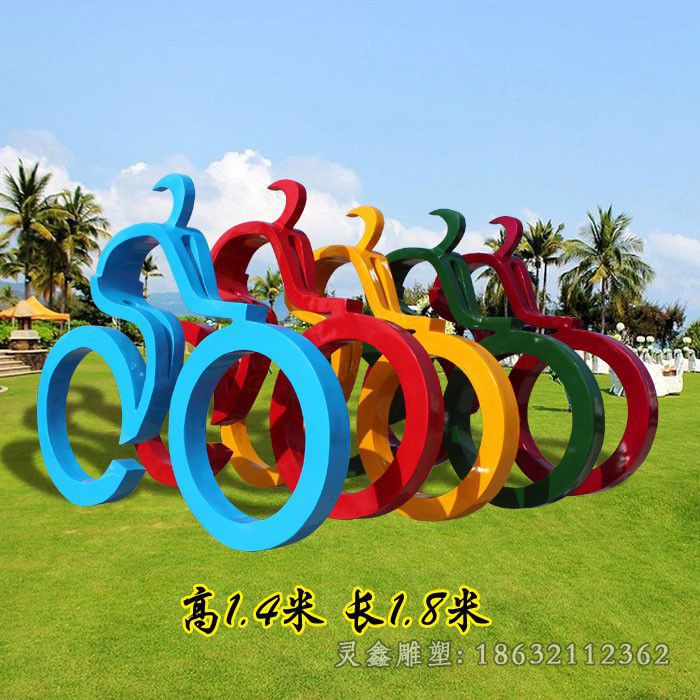 不锈钢骑自行车商场雕塑