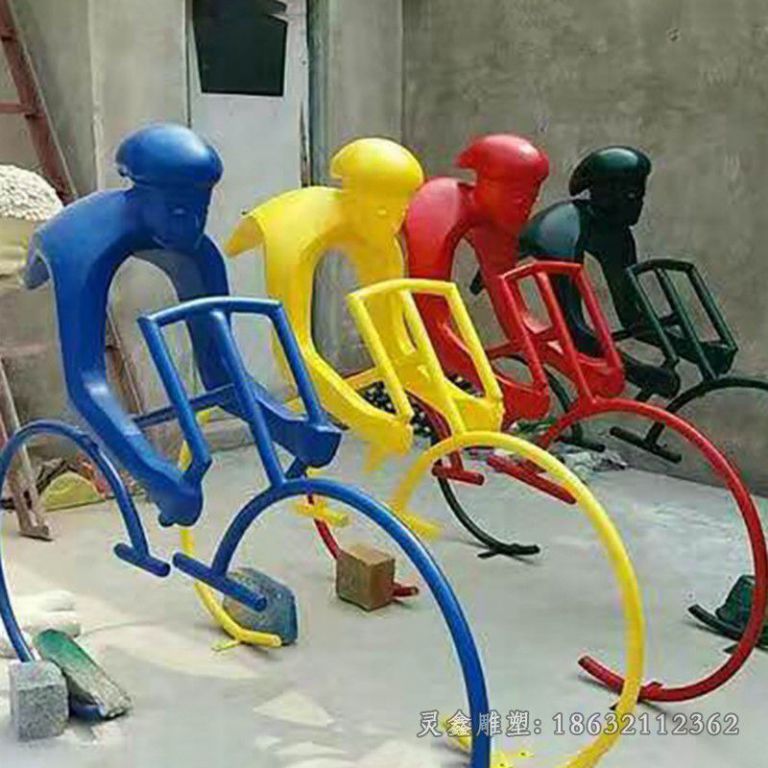 骑自行车标志不锈钢雕塑