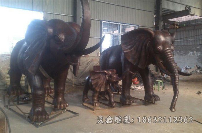 动物大象景区抽象铜雕