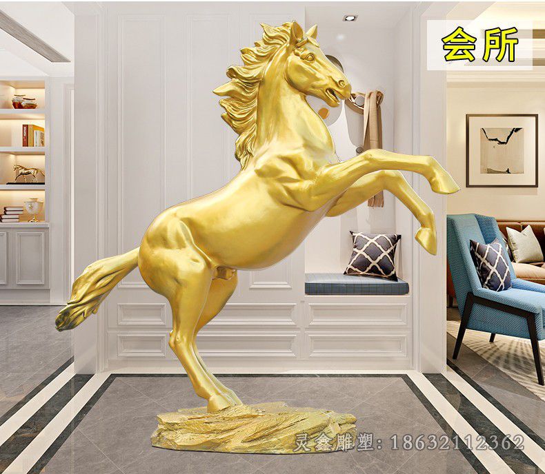 金色马别墅抽象铜雕