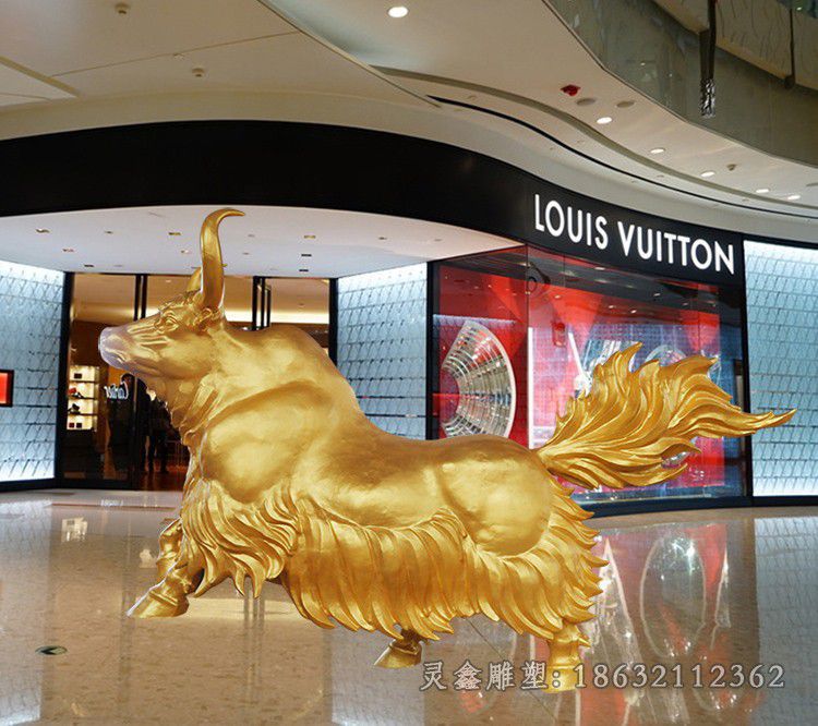 金色牛庭院景观铜雕
