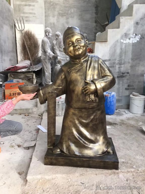 民俗店小二城市铜雕