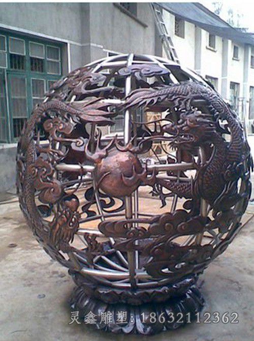 镂空球景观标志铜雕