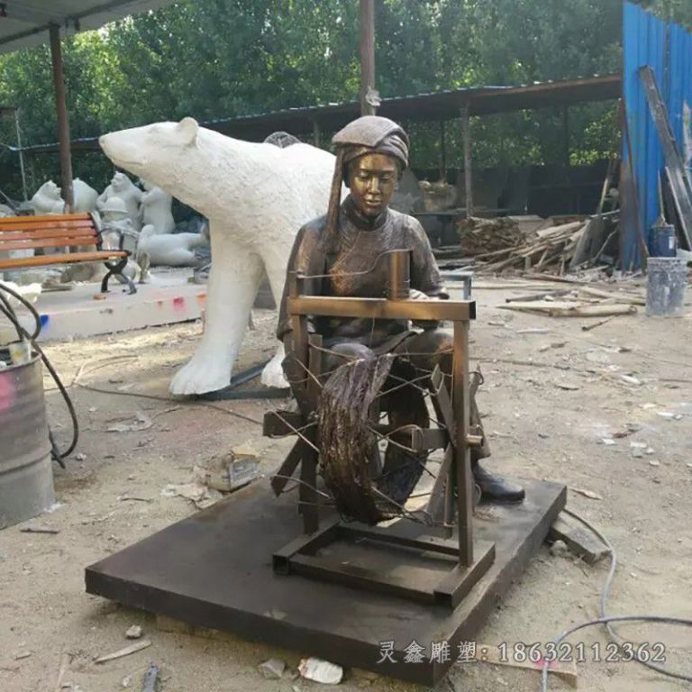 纺织人物公园景观铜雕