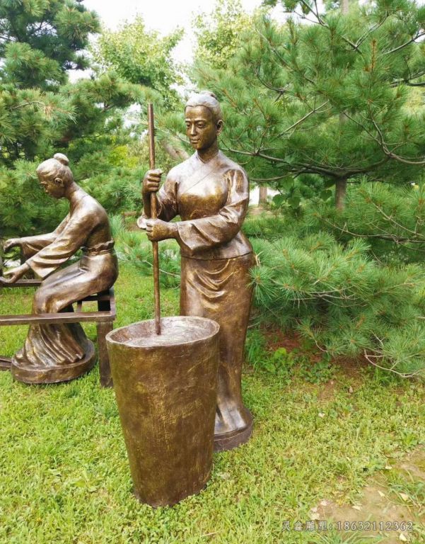 纺织人物园林景观铜雕