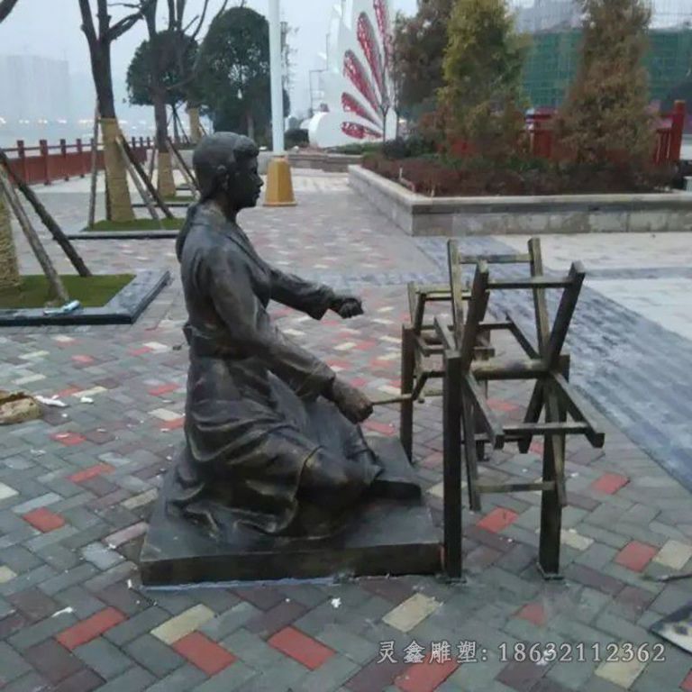 织布人物公园景观铜雕