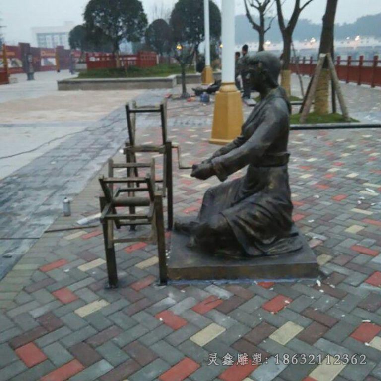 织布人物景区景观铜雕
