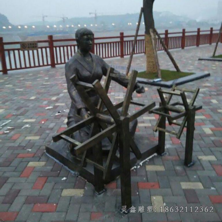 织布人物别墅景观铜雕