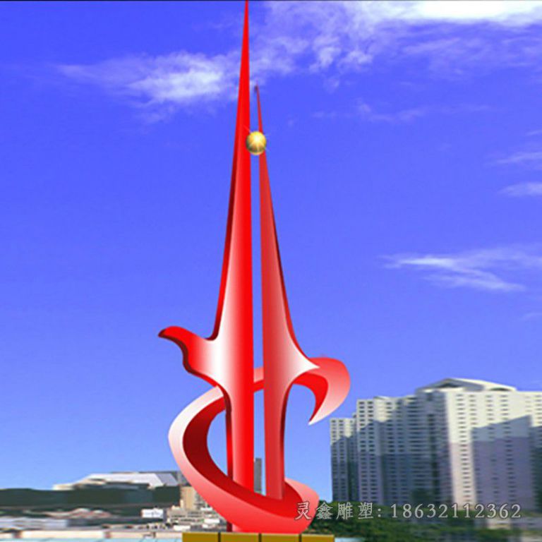红色标志商场不锈钢雕塑