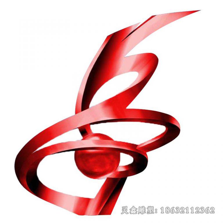 红色飘带广场不锈钢雕塑