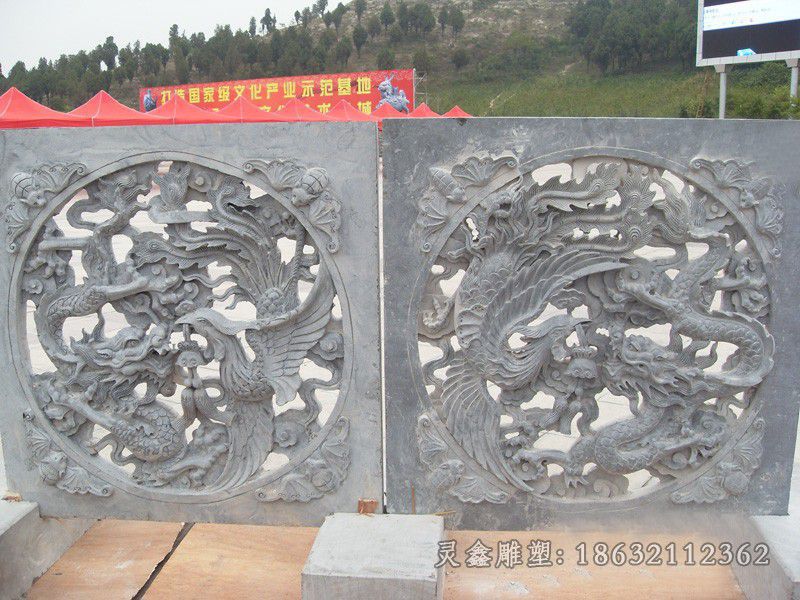 龙凤呈祥石浮雕景观铜雕