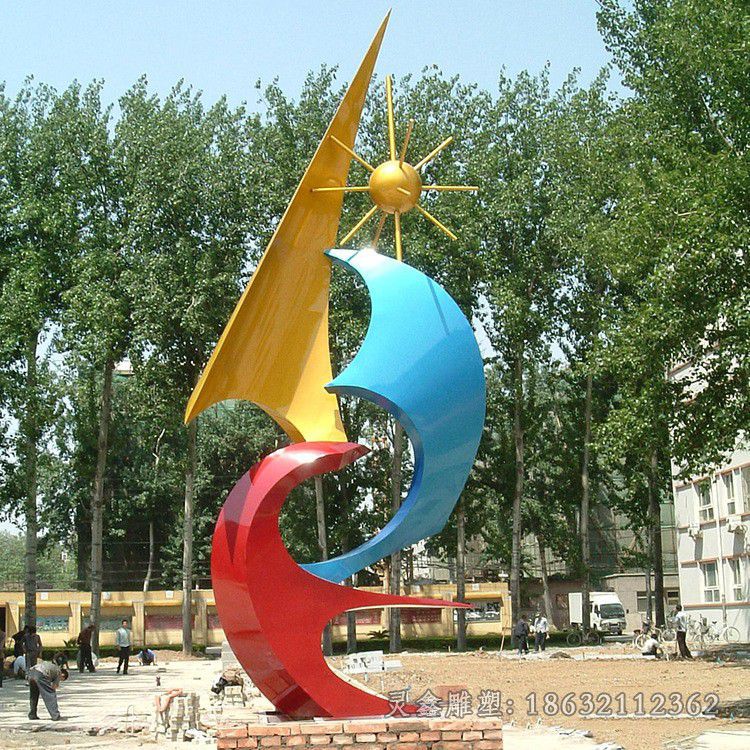 不锈钢彩带校园景观雕塑