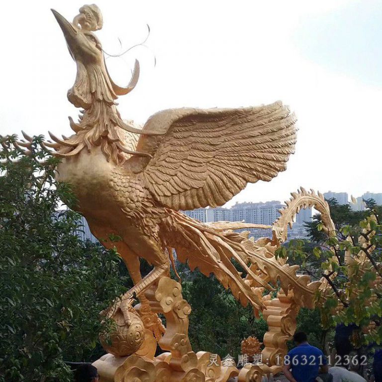 神兽凤凰公园动物铜雕