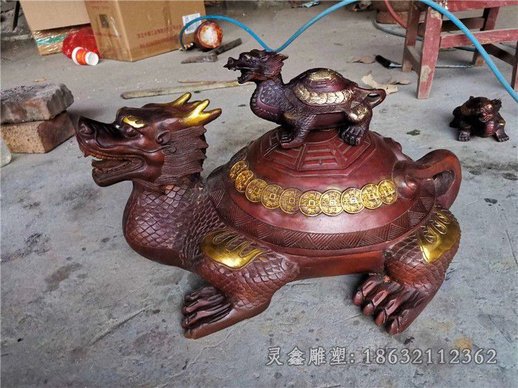 母子龙龟动物景观铜雕