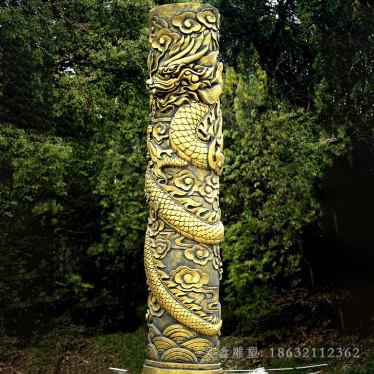 龙柱小区景观标志铜雕