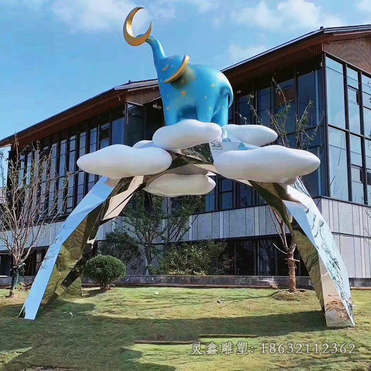 不锈钢大象校园景观雕塑