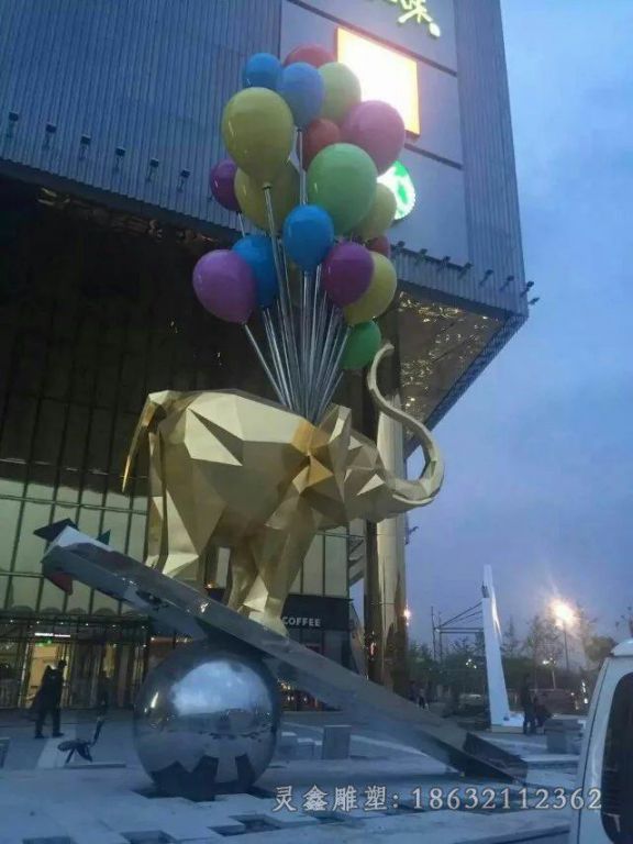 不锈钢大象公园景观雕塑
