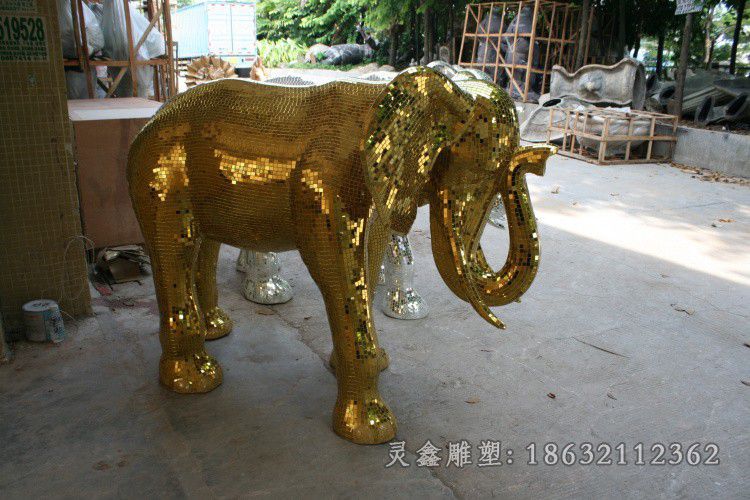 不锈钢大象户外景观铜雕