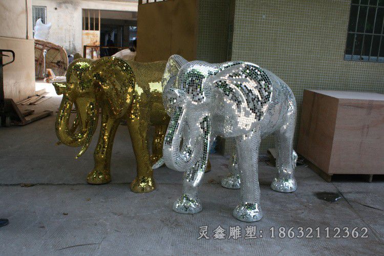 不锈钢大象园林景观雕塑