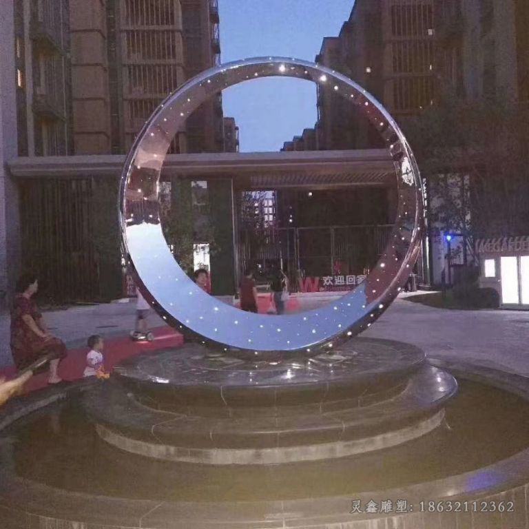 发光月亮街边不锈钢雕塑