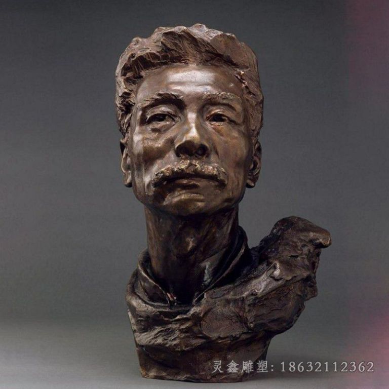 名人鲁迅头像标志铜雕