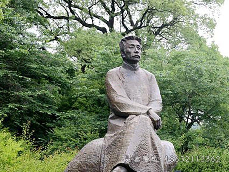 名人鲁迅人物标志铜雕