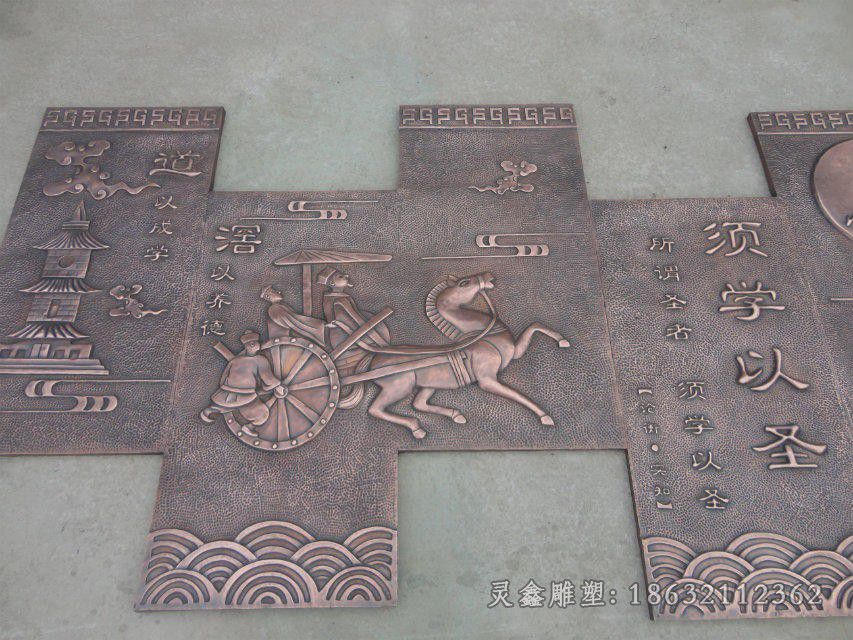 浮雕古代马车景观铜雕