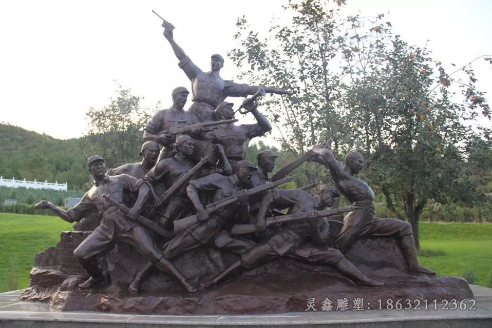革命军人人物景观铜雕