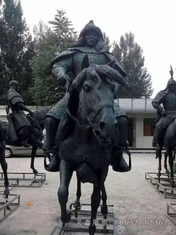 古代将军骑马园林铜雕