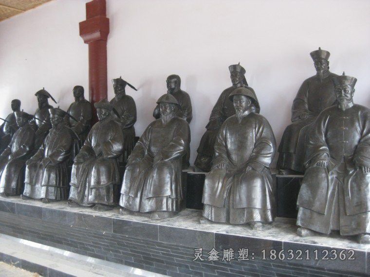 古代官员小区人物铜雕