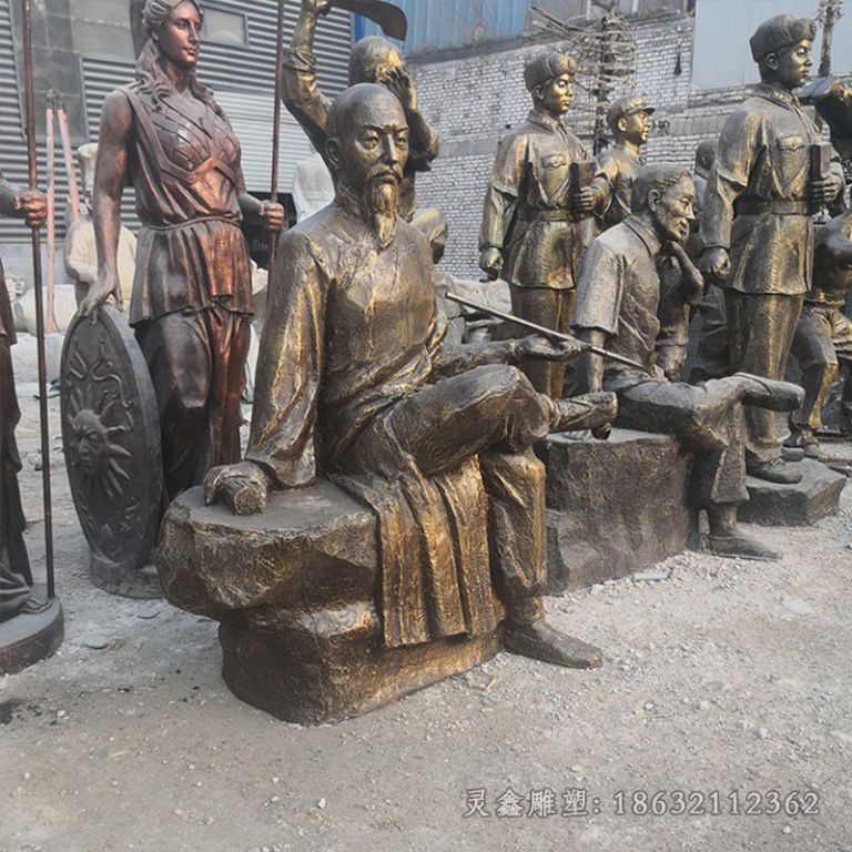 古代名人小区人物铜雕