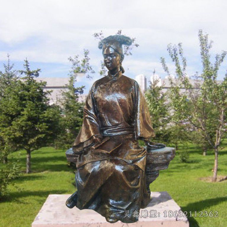 古代名人庭院人物铜雕
