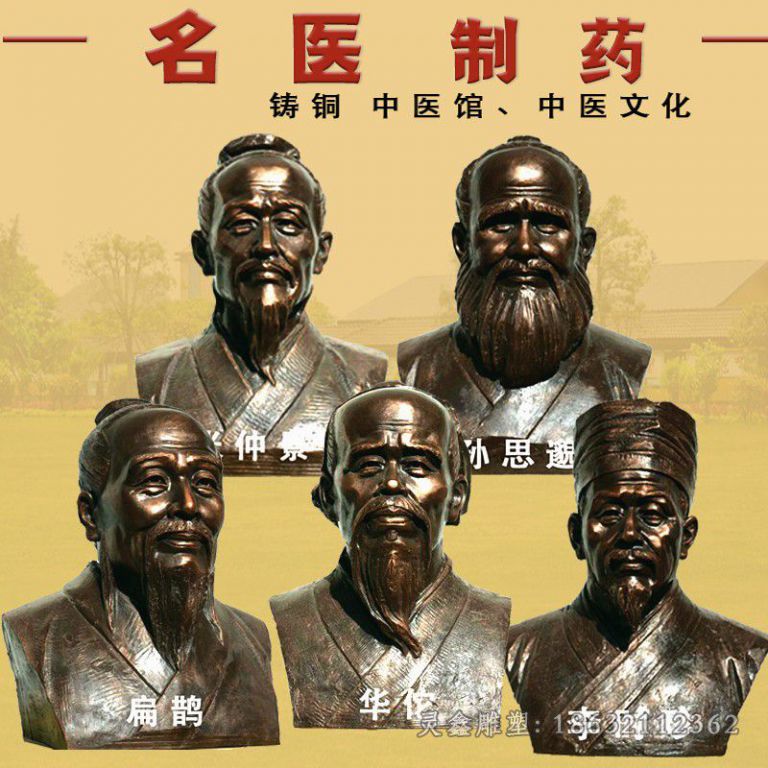 古代名医胸像铜雕