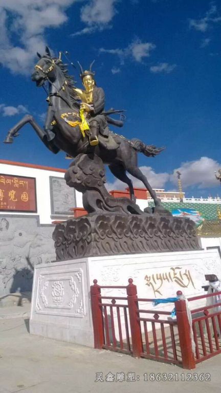 古代骑马人物标志铜雕