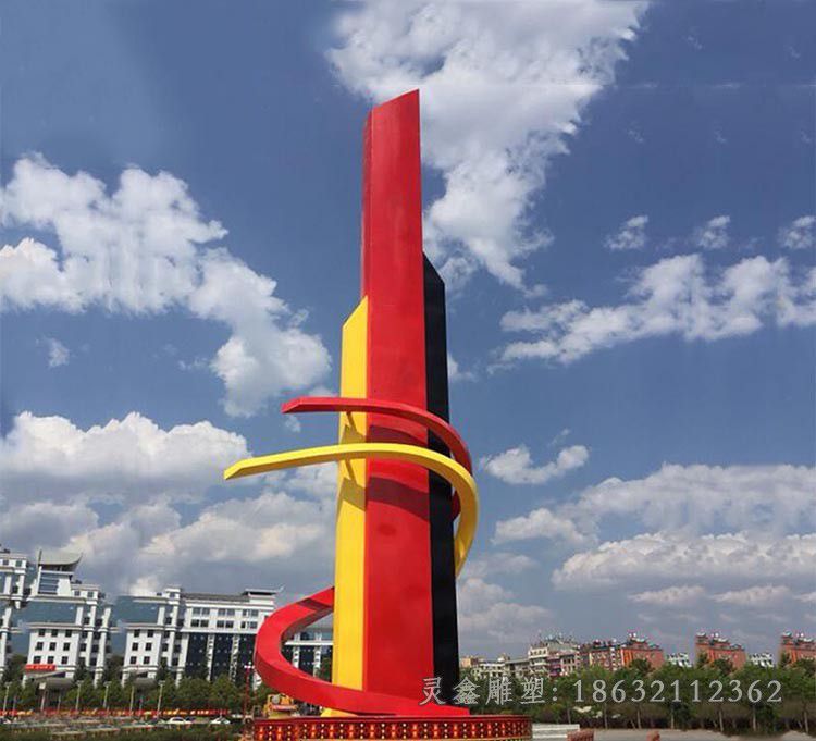 彩绘商场标志不锈钢雕塑