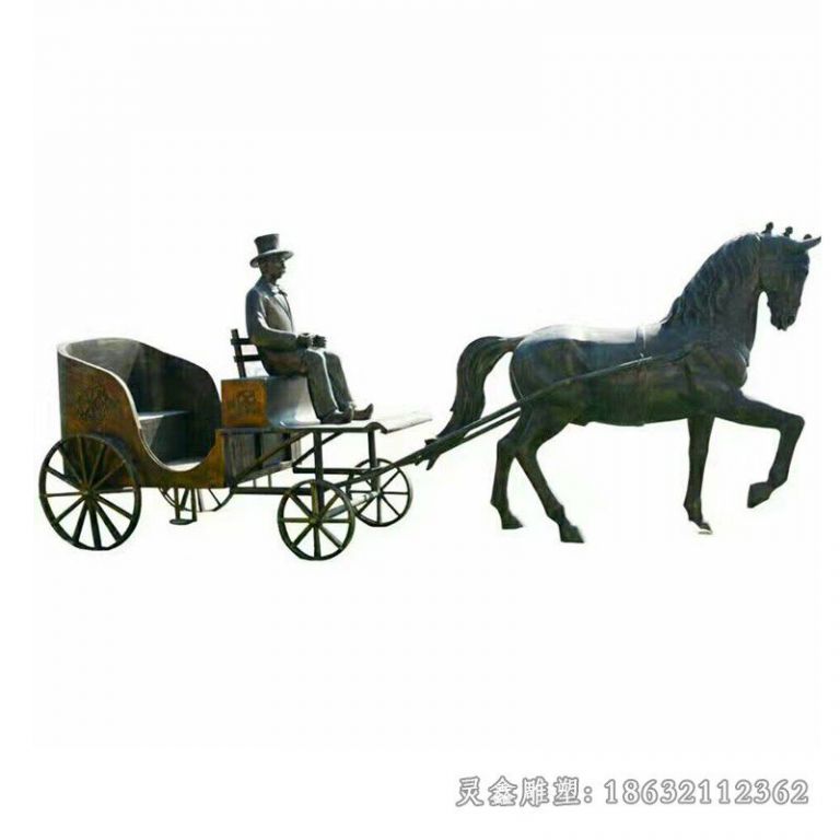 西方人物坐马车景区铜雕