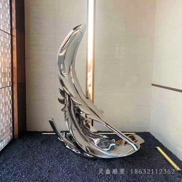 不锈钢镜面羽毛校园雕塑