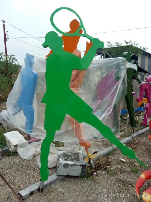 打羽毛球商场不锈钢雕塑