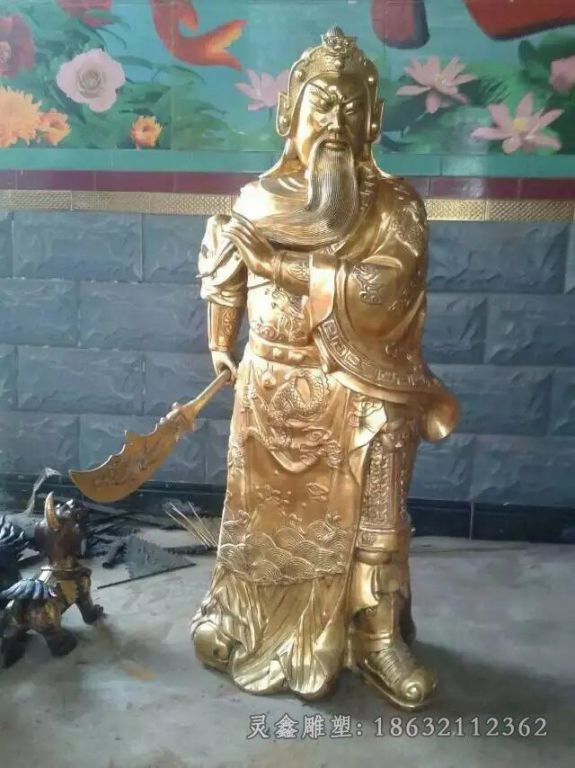 古代关羽园林人物铜雕