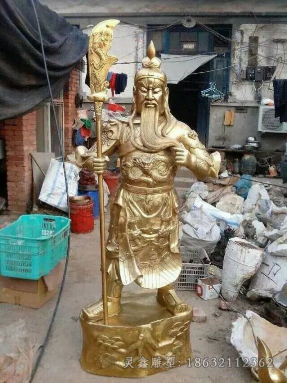 古代关羽小区人物铜雕