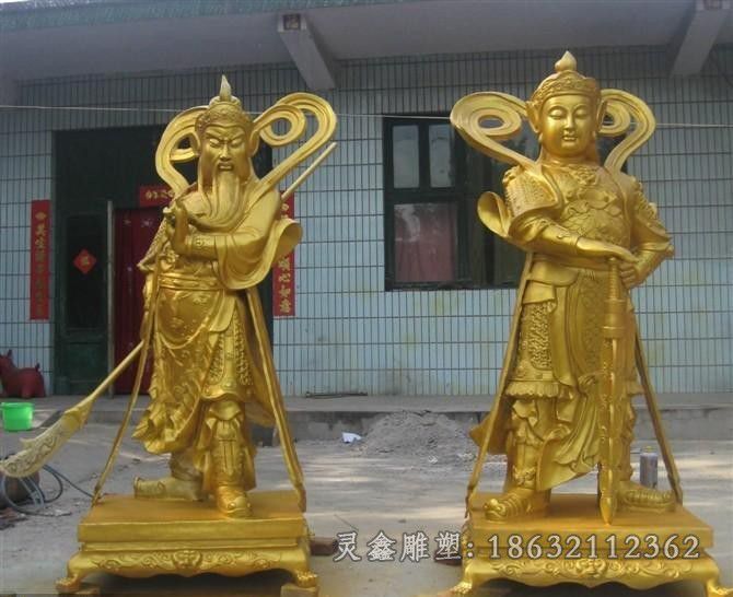 古代关羽庭院人物铜雕