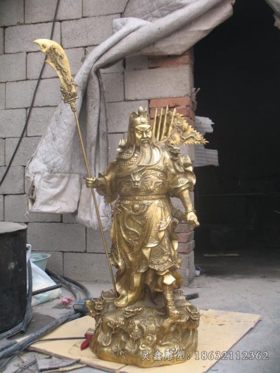 古代关羽别墅人物铜雕