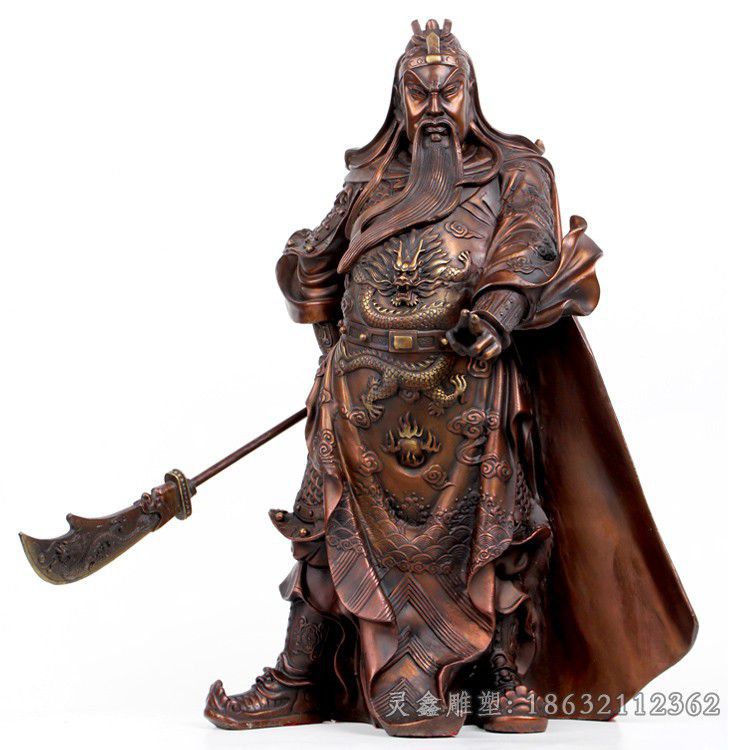 古代关羽街边人物铜雕