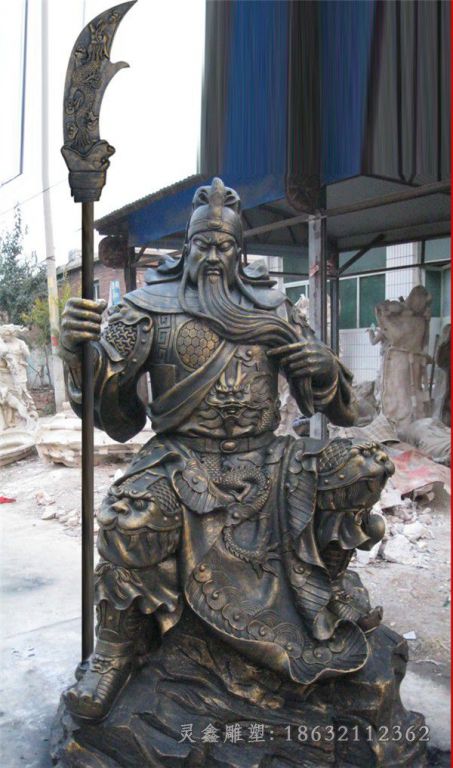 古代关羽小区景观铜雕