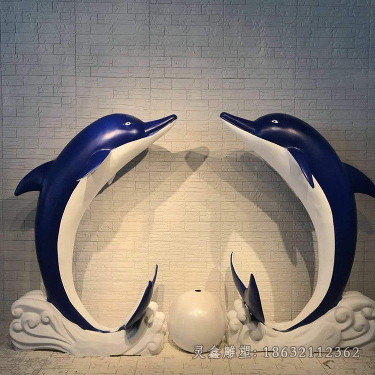 彩绘海豚不锈钢城市雕塑