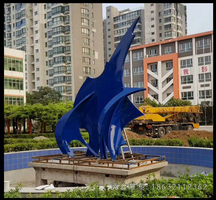 不锈钢广场彩绘海豚雕塑
