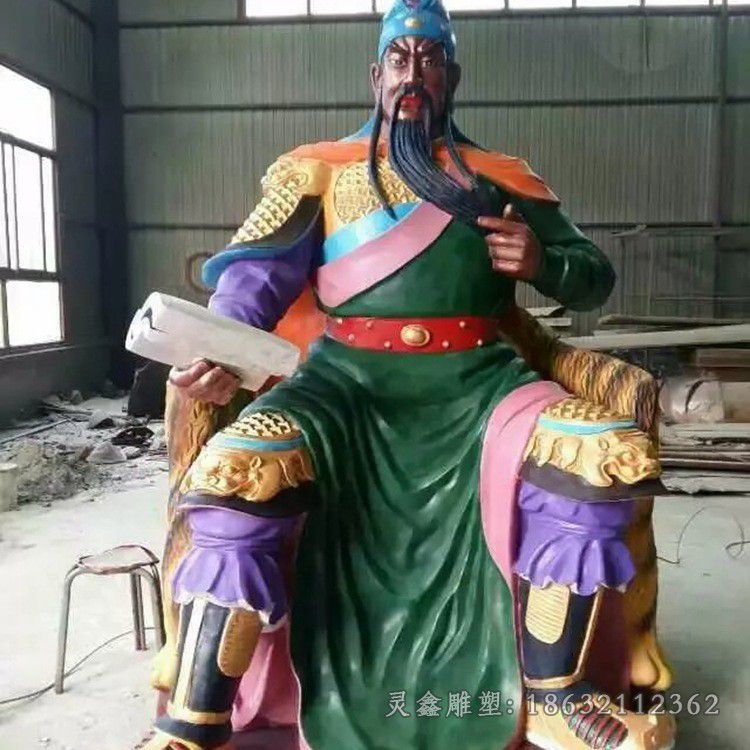 彩绘关羽校园人物铜雕