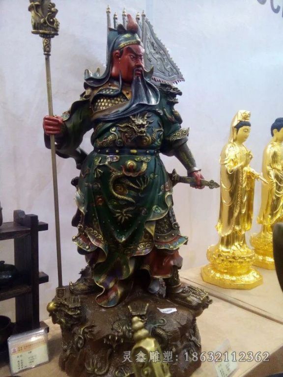 彩绘关羽别墅人物铜雕